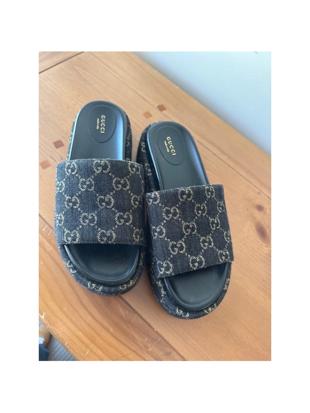 Gucci Black GG Canvas Platform Slide Mules - Picture 4 of 4